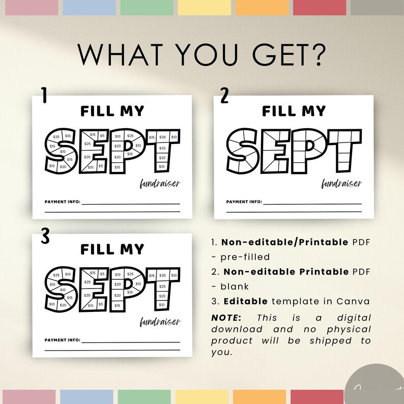 September Raffle Fill My Month September Fundraiser Black Out Board, September Calendar ...