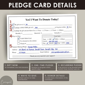 Editable Donation Card Printable Pledge Form, Donation Form, Donation ...