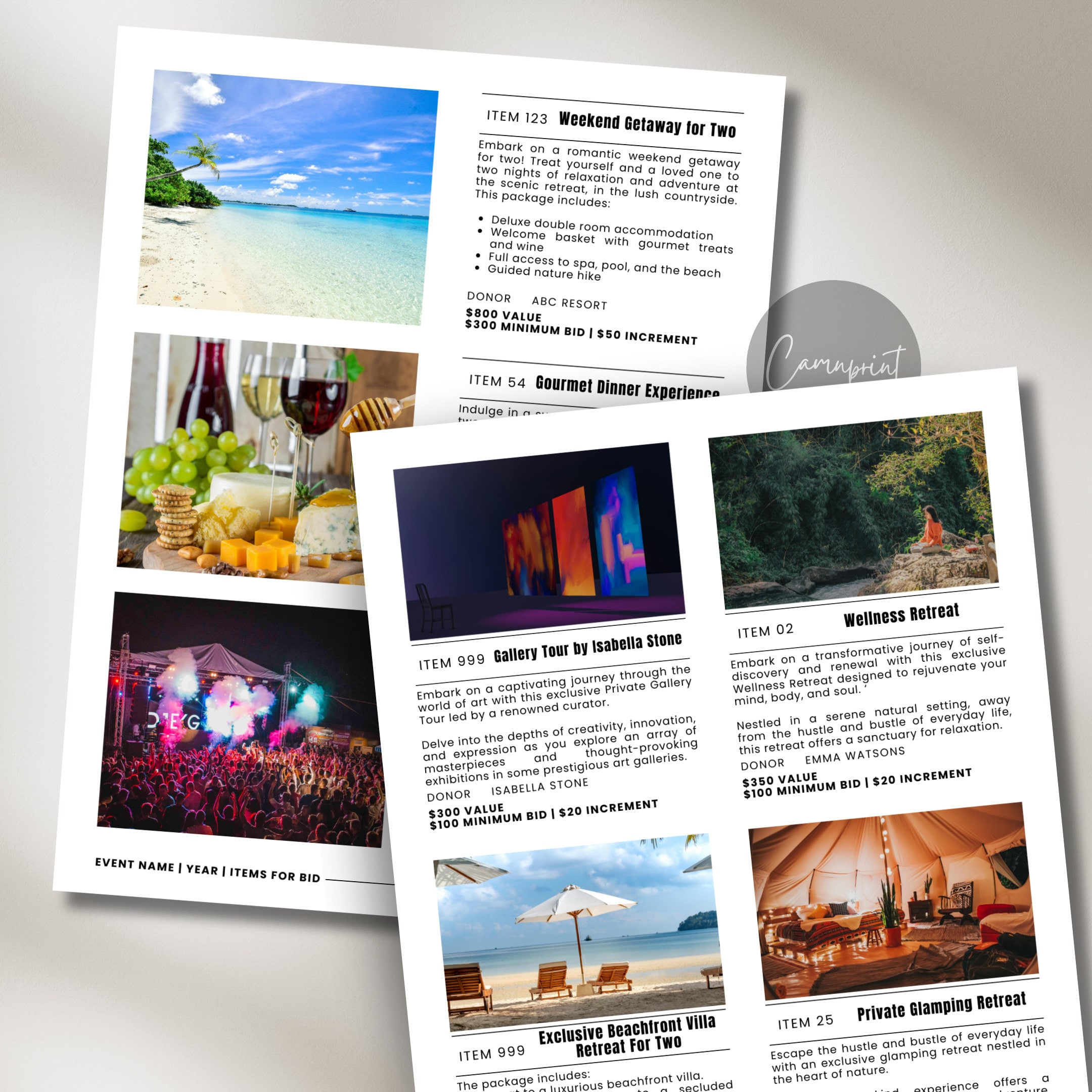 Auction Catalog Template Editable Auction Template for School Auction