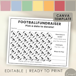 Football Fundraiser Calendar for Sports Fundraiser Template Editable Pick a Date Calendar Fundraiser, Football Sponsor Calendar Pay the Date