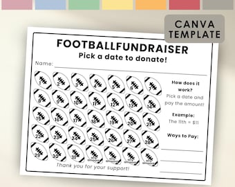 Football Fundraiser Calendar for Sports Fundraiser Template Editable Pick a Date Calendar Fundraiser, Football Sponsor Calendar Pay the Date