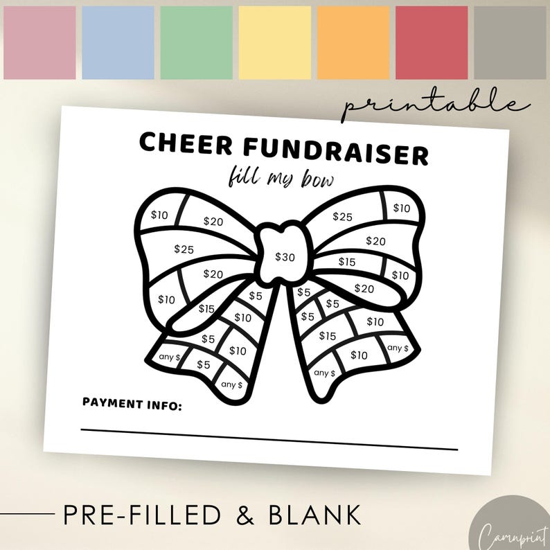 Cheer Fundraiser Fill My Bow Fundraiser Form for Cheerleading Sponsor ...