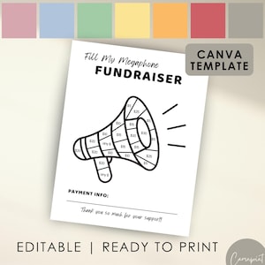 Cheer Fundraiser Fill My Megaphone Fundraiser Form for Cheerleading Fundraiser Ideas, Help Me Fill My Megaphone Editable Template in Canva