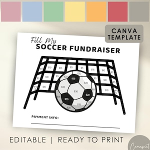 Soccer Fundraiser Flyer, Fill My Soccer Ball Fundraiser Form, Sports Fundraiser, Editable Soccer Fundraiser Template in Canva, Soccer Goal