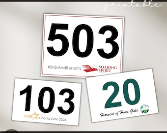 Custom Auction Bid Card Printable, Fundraising Numbers, Numbered Cards, Auction Printable for Non-profit School Auction Paddle Charity Event
