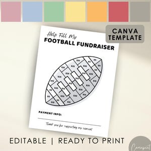 Color My Football Fundraiser Form for Sports Fundraiser, Fill My Football Fundraiser Template Editable Fundraiser in Canva, Fill In Football