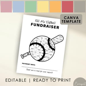 Softball Fundraiser Editable Template for Sports Fundraiser, Fill My Softball Fundraiser Editable in Canva Template, Baseball Fundraiser