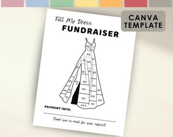 Fill My Dress Pageant Fundraiser for Pageant Fundraising Form, Editable Color MyDress, Printable PDF and Editable Fundraiser Form in Canva