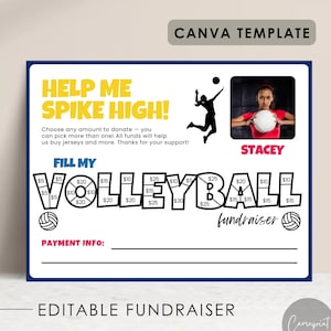 Volleyball Fundraiser Template, Fill My Volleyball Fundraiser Editable Sports Fundraiser, Volleyball Fundraising, Editable Canva Template