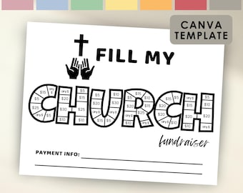Fill My Church Fundraiser Form for Church Camp, Church Fundraising, Mission Trip Pick a Date Donation, Black out Board, Editable Template