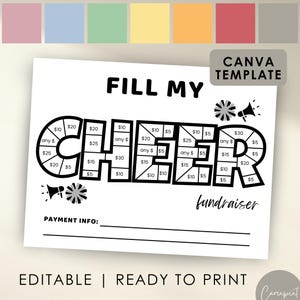 Raccolta fondi per le cheerleader, compila il mio modulo di raccolta fondi per le cheerleader, sponsorizza la mia stagione, colora il mio modello di raccolta fondi per le cheerleader, modificabile in Canva
