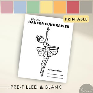 Dance Fundraiser Printable Fill My Dancer Fundraiser Printable Fundraiser Form Template for Dance Team Sponsor My Season Fundraiser Idea PDF