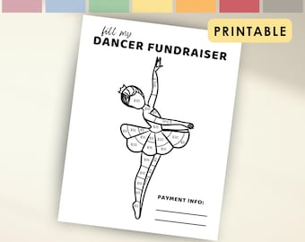 Raccolta fondi per la danza stampabile Compila il mio modulo di raccolta fondi per ballerini Modello di modulo di raccolta fondi stampabile per la squadra di ballo Sponsorizza la mia idea di raccolta fondi per la stagione PDF