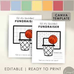 Basketball-Spendenaktionsvorlage für Sport-Spendenaktion, Color My Basketball, Basketball-Team-Schule-Spendenaktion, bearbeitbare Spendenaktion in Canva