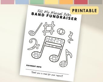 Fill My Musical Notes Band Fundraiser, Music Fundraiser for Marching Band, Music Program Choir Fundraiser Form Team Fundraiser Printable PDF