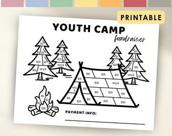 Fundraiser Form for Church Camp, Youth Camp, Summer Camp, Pick a Date Donation Sponsorship, Youth Sports Fill In Fundraiser Printable PDF