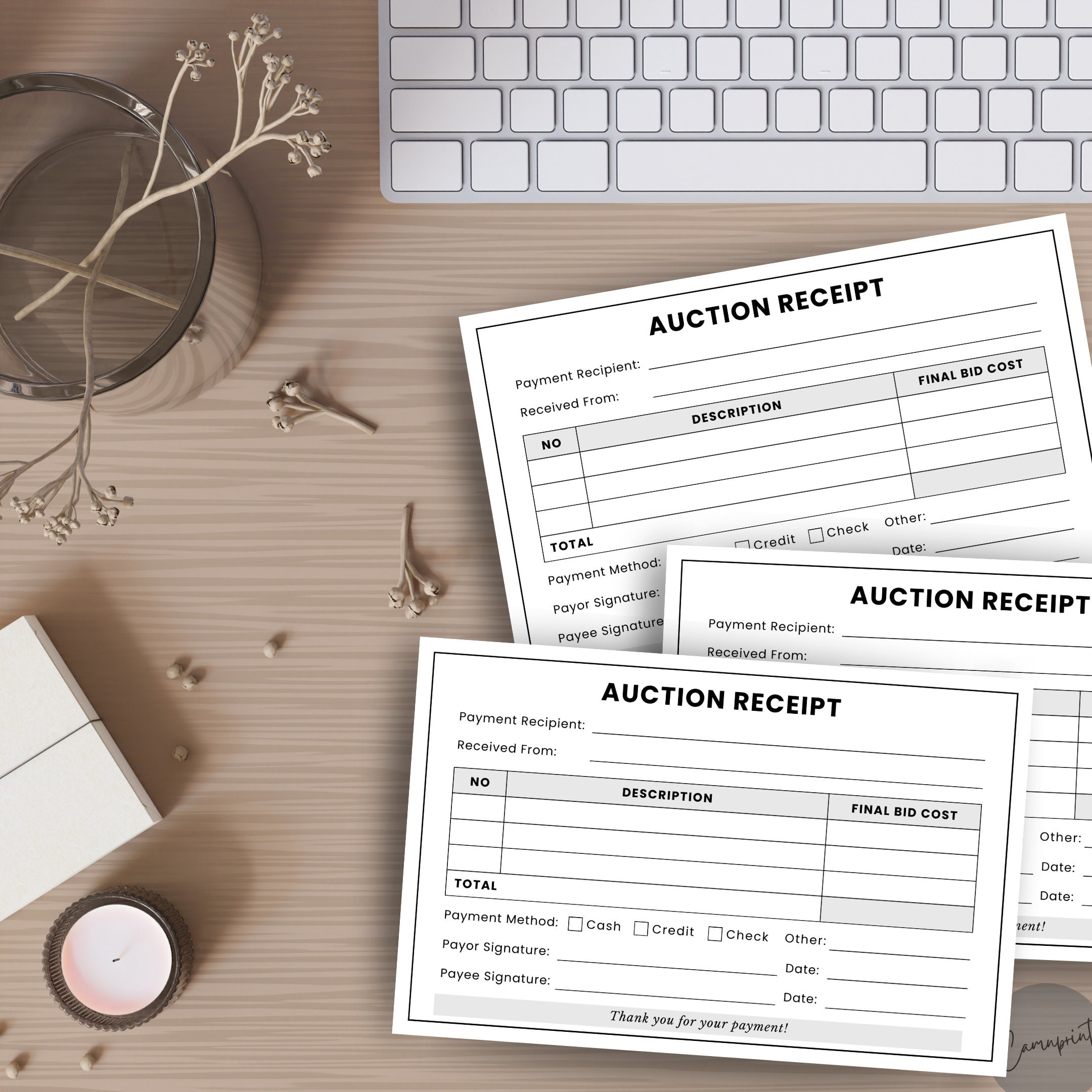 Silent Auction Receipt Template Editable Auction Template for School Silent Auction Receipt Template Editable Auction Template for School