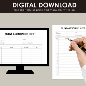 Editable Silent Auction Bid Sheet, Silent Auction Sign up Sheet ...