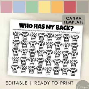 Football Fundraiser for Sports Fundraiser Template Editable Who Has My Back, Team Fundraiser Calendar, Fill My Jersey Football Template