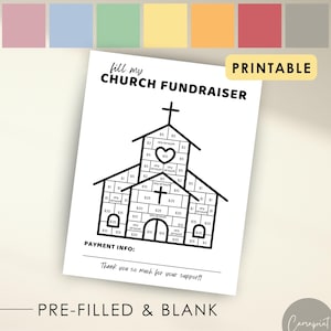 Fill My Church Fundraiser Form for Church Camp, Church Fundraising, Mission Trip Pick a Date Donation, Black out Board, Printable PDF