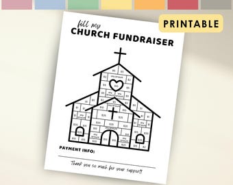 Fill My Church Fundraiser Form for Church Camp, Church Fundraising, Mission Trip Pick a Date Donation, Black out Board, Printable PDF