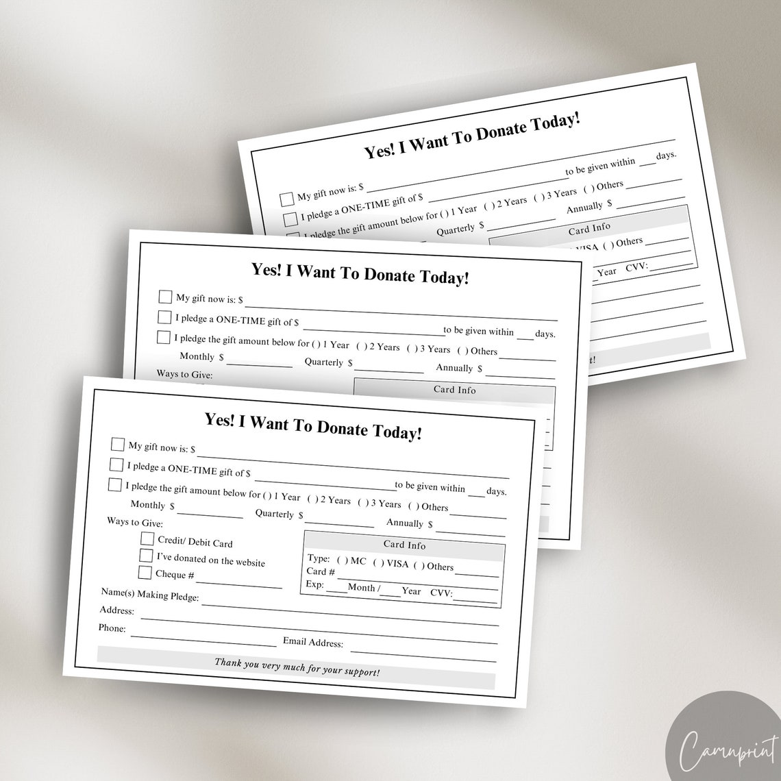 Editable Donation Card Printable Pledge Form, Donation Form, Donation Editable Donation Card Printable Pledge Form, Donation Form, Donation