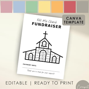 Fill My Church Fundraiser Form for Church Camp, Church Fundraising, Mission Trip Pick a Date Donation, Editable Fundraiser Canva Template