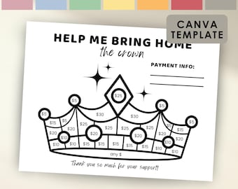Fill My Crown Pageant Fundraiser for Pageant Fundraising, Editable Color My Crown, Printable PDF and Editable Fundraiser Form in Canva