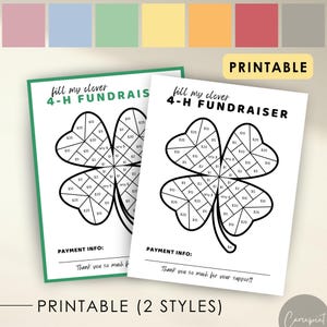Fill My Clover Fundraiser Form for 4H Fundraiser, Pick A Date 4-H Fundraiser Flyer, Team Fundraiser, Black Out My Board Printable Fundraiser