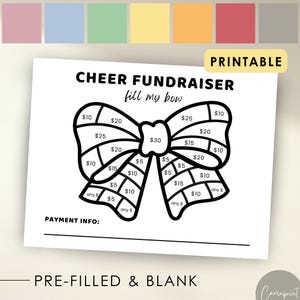 Fundraiser Füllen Sie mein Bogen Fundraiser Form für Cheerleader, sponsern Sie meine Saison, Cheer Bow Fundraiser Cheer Vorlage, Fundraiser Printable