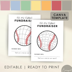 Softball Fundraiser Editable Template for Sports Fundraiser, Fill My Softball Fundraiser Editable in Canva Template, Baseball Fundraiser