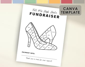 Fill My High Heels Pageant Fundraiser for Pageant Fundraising Form, Editable Color My Shoes, Printable PDF and Editable Fundraiser in Canva