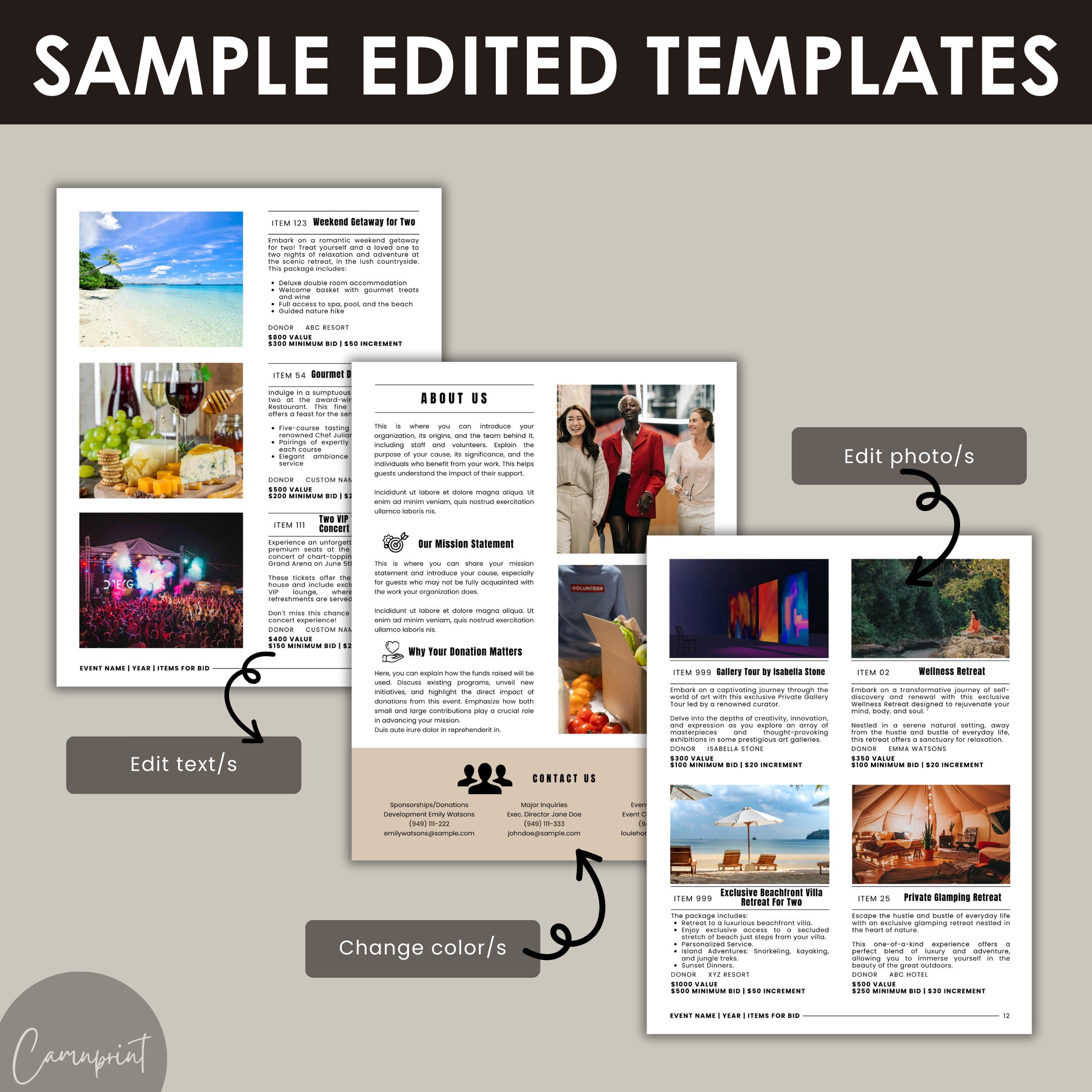 Auction Catalog Template Editable Auction Template for School Auction