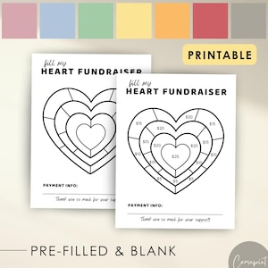 Fill My Heart Fundraiser, February Fundraiser, Valentine Fundraiser, Pick a Date to Donate School Fundraiser, Valentines Day Color My Heart