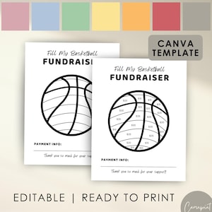Basketball-Spendenaktionsvorlage für Sport-Spendenaktion, Color My Basketball, Basketball-Team-Schule-Spendenaktion, bearbeitbare Spendenaktion in Canva