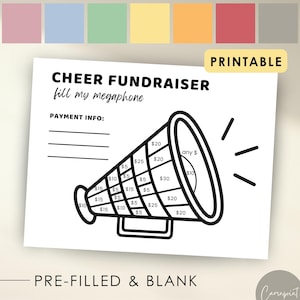 Cheer Fundraiser Printable Fill My Megaphone Fundraiser Form for Cheerleading Fundraiser Ideas, Sponsor My Season, Color My Megaphone PDF