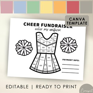 Cheer Fundraiser Fill My Uniform Fundraiser Editable Cheer Fundraiser Template, Cheer Uniform Fundraiser, Color My Uniform, Canva Template
