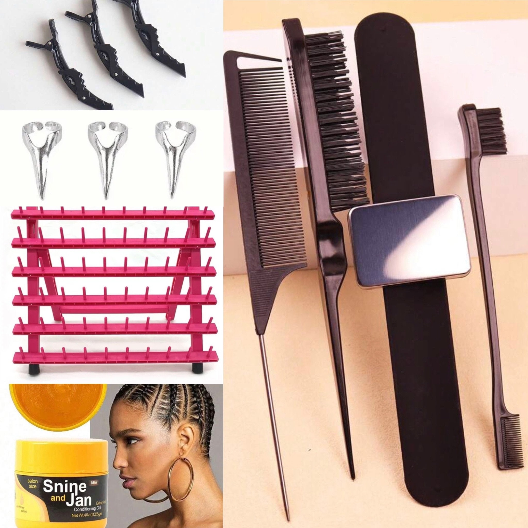 70 Spools Acrylic Foldable Hair Braiding Rack for Hair Clear -  Norway