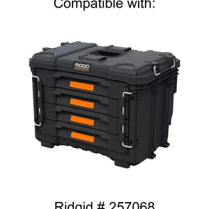 May include: Black Ridgid tool box with four orange drawers. Compatible with Ridgid # 257068.