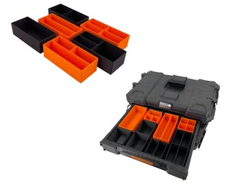 Caja organizadora de herramientas Ridgid 2.0 Pro Gear de 3 cajones, compatible con contenedores anidados medianos - Negro