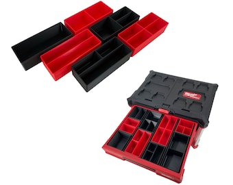 Milwaukee Packout Multi Depth 3 Drawer (Upper) Tool Box Compatible Large Nesting Bins - Red
