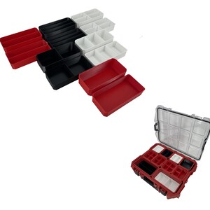 Milwaukee Jobsite Organizer Compatible Long Nesting Bin Top and Bottom Set - Black