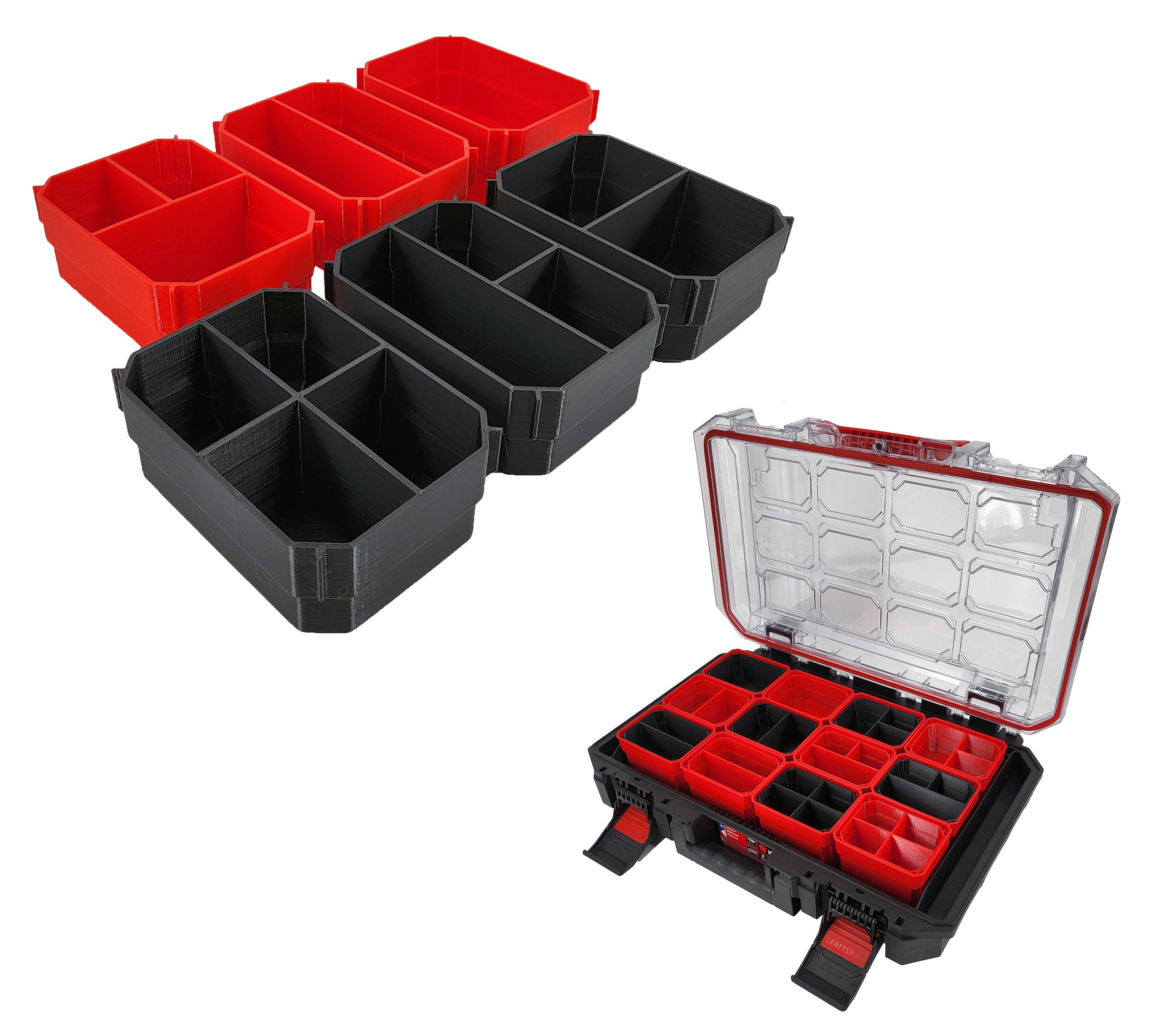 Craftsman TRADESTACK Organizer Compatible Small Nesting Bins Red 