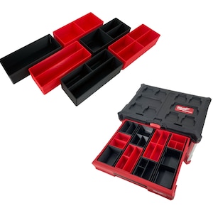 Milwaukee Packout Multi Depth 3 Drawer (Upper) Tool Box Compatible Large Nesting Bins - Black
