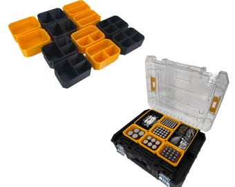 Juego de contenedores pequeños apilables compatibles con el organizador Dewalt TSTAK - Negro