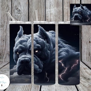 Seamless Black Intense Tumbler Wrap for 20 oz Skinny Tumbler PNG Sublimation Design Digital Download Straight. Dog design.