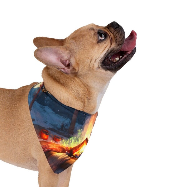 Cozy Fireside Moments Dog Bandana - Autumn Pet Fashion - Handmade Fall Dog Scarf - Fireplace Style