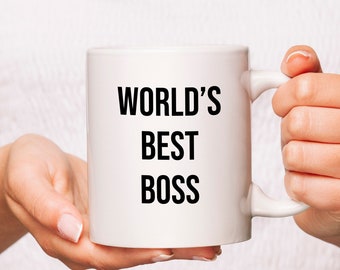 Cadeau pour patron - Meilleure tasse de patron - Meilleure tasse de patron du monde - Cadeau de bureau - Cadeau pour collègue - Tasse en céramique - Cadeau de travail - Idée cadeau - Merch