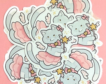 Magical Girl Kitty Laminated Sticker