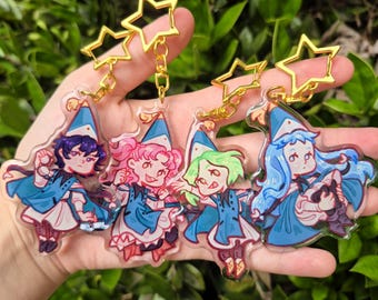 Witch Hat Keychains / Witch Keychains / Glitter Epoxy Keychains / Anime Keychain / Anime Art / Cartoon Art / Manga Keychain
